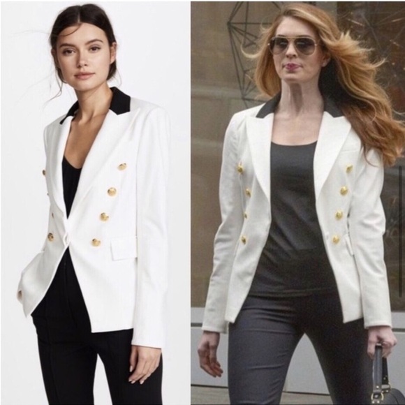 Veronica Beard White Jack Riding Jacket Dickey Gold Button Blazer Size 6 - Picture 16 of 16